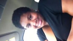 Amateur Ebony BBW Gives Blow-Job In Car With Her Big Tits Out