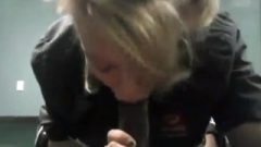 Blonde Gym Honey Chokes On Big Black Cock Load