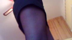 Provocative Girl In Black Nylons Trample Crushing On Penis And Balls