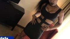 Stripteasing Black T-Girl Rub’s Her Dick