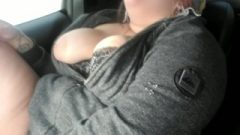 BBW Whore Plays With Pussy In Parking Lot