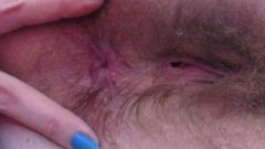 Winking My Wet Tight Hairy Ass-Hole In Close Up