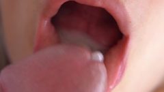 Her Beautiful Lips & Tongue Make Him Jizz In Mouth, Super Closeup 4K