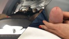 Risky Public Handjob On An Airplane, Starved Girl Likes Massive Cumshots :)