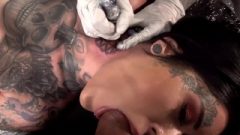 Janey Doe Got Neck Tattoo And Double Blow-Job