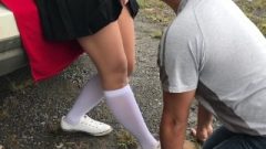 School Girl Slave Blow Job Misstress In White Knee Socks Femdome