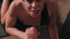 Flat Chested Ebony Cutie Kira Noir Bounces On A Thick Dong