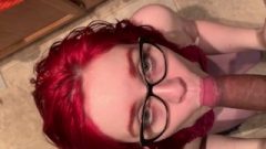 Perfect Ginger Teen Blow-Job With Enormous Load On Glasses From Big Black Cock