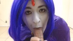 Raven Blows On A Meaty Tool ( Teen Titans Cosplay )