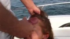 Young Wife Sucks Husbands Friend In The Middle Of A Boat Party (CUMSHOT)