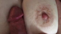 POV Titfuck And Handjob, Morning Wood Cum-Shot On Her Enormous Natural Breasts