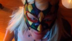 Masked Fair-haired Bitch Gags And Receives A Load On Her Face