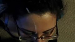 Raven With Spectacles Cocksucking And Cum On Face
