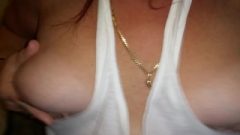 Wife Plays With Her Awesome Breasts For Partner
