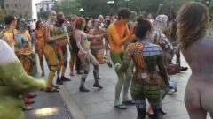 Bodypainted People Dancing Naked In Public